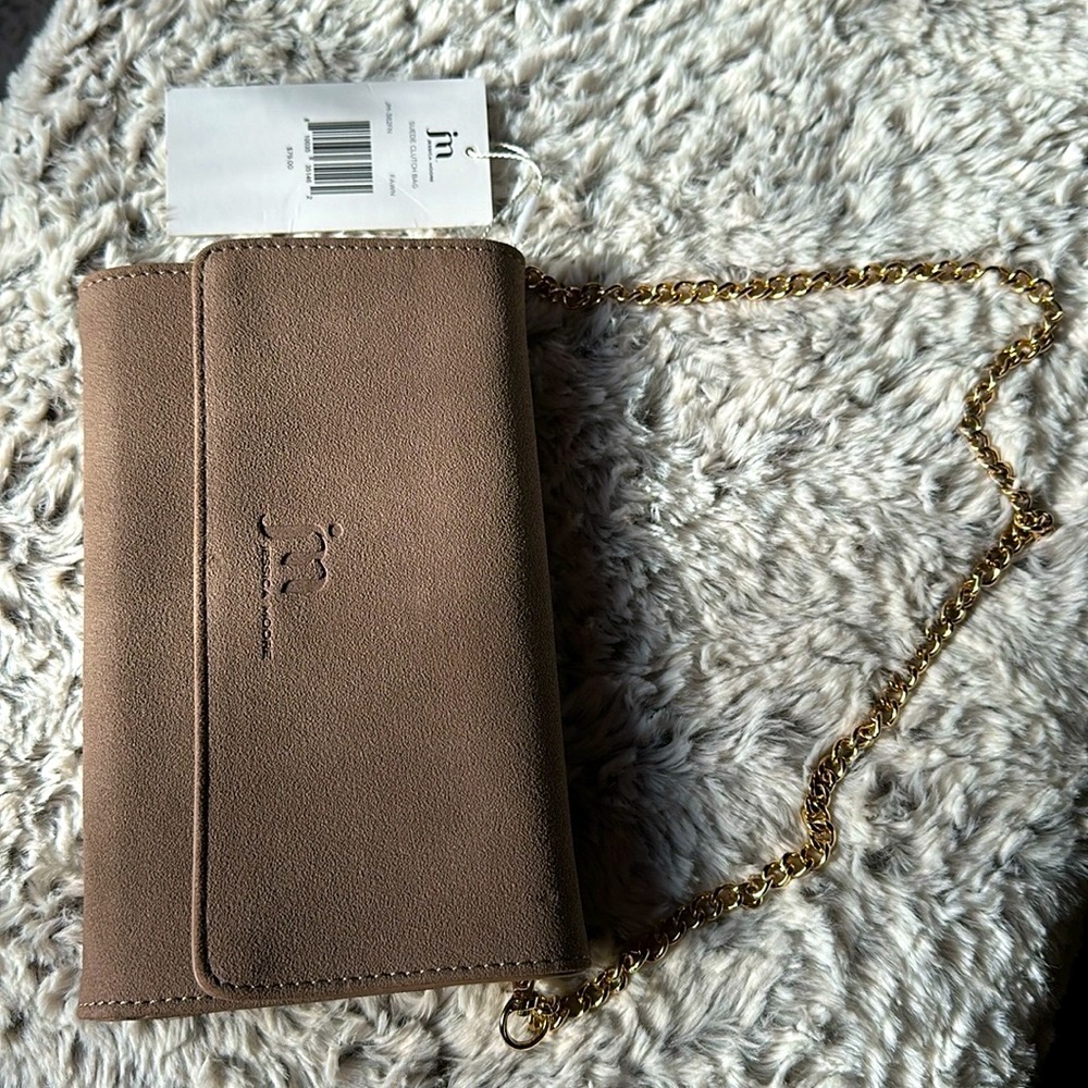 Jessica Moore clutch with gold chain strap